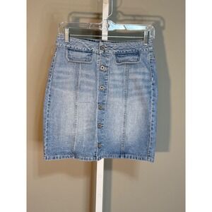 PAIGE Bianca‎ Button Front Denim Mini Skirt Ambrose Wash Size 26